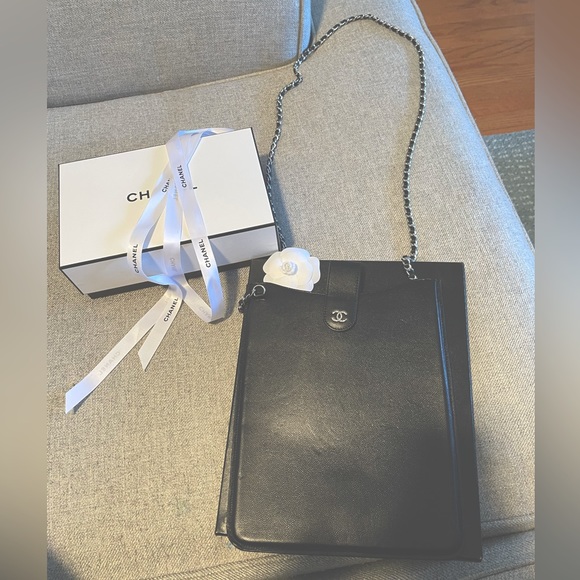CHANEL Handbags - Chanel Caviar Sevruga iPad Case w/ Strap